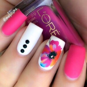 Pink flower nail design