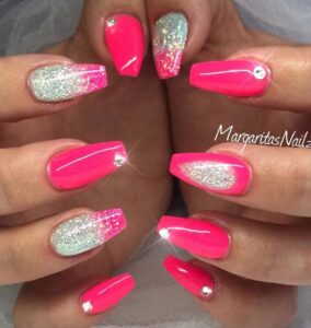 Bright Pink Nail design