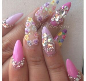 3D Flower nail design