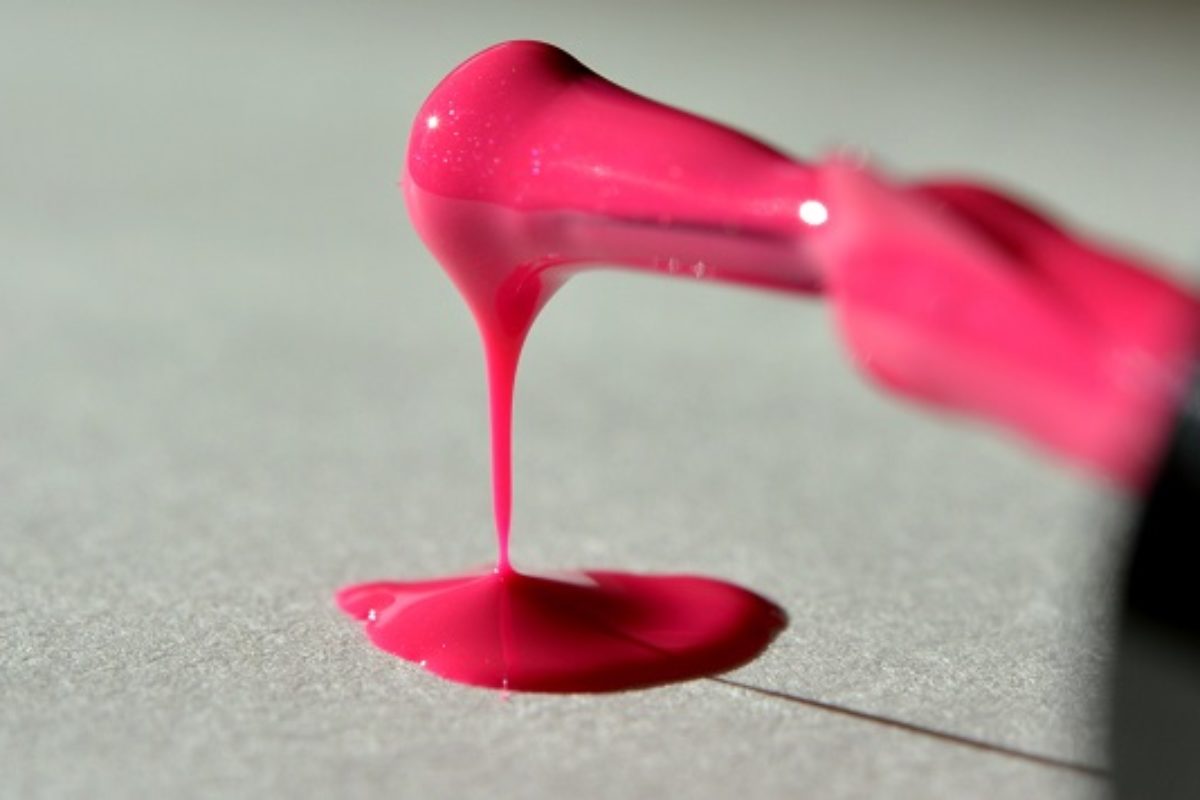 Pink nail polish dripping