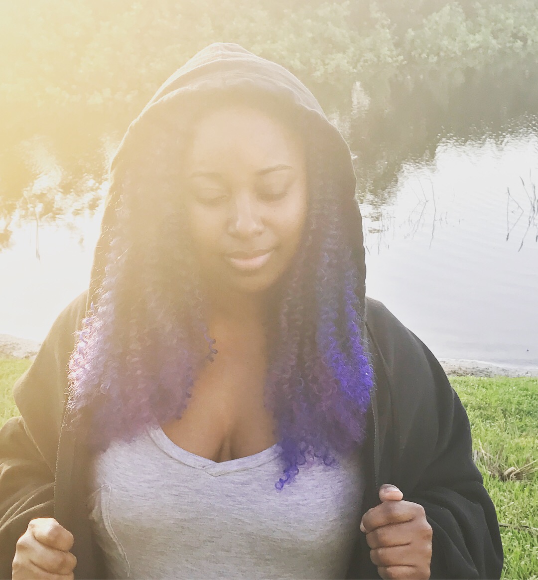 Purple and Blue Hair on Brown Skin