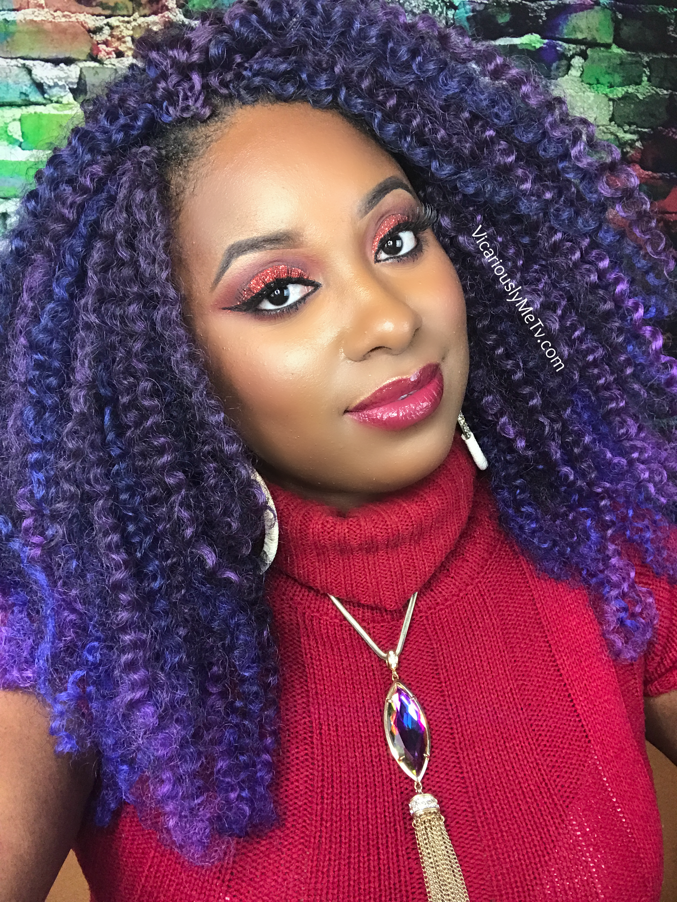 Purple and Blue Crochet Braids tutorial