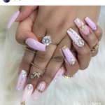 Pink Coffin nail design