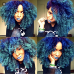This diva has green and blue natural hair