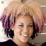 Blonde and purple natural hair
