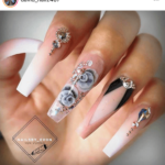 Long coffin shaped nail design