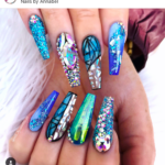 Blue turquoise coffin nail designs
