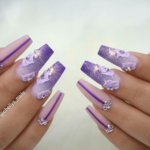 Purple flower nail art