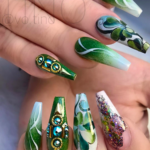 Green Shamrock St. Patricks day nail design