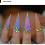 Stiletto Colorful ombre nail design