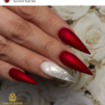 Long Stiletto shaped Red satin nails