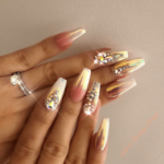 Gold Chrome Coffin Shaped nails