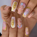 gold princess nail designs