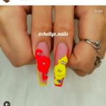 Red Orange and Yellow flow 3d nail art