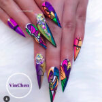 Abstract illusion Stiletto nail art Best Stiletto Nails