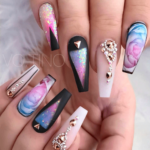 Coffin shaped nails art design