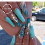 Turquoise ballerina cut nails