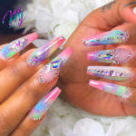 Colorful acrylic nail art