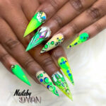 Lime green stiletto nail designs