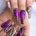 Purple princess cut nails
