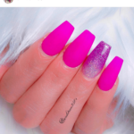 Magenta coffin shaped nails