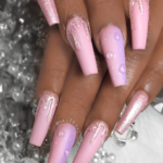 Pink Rain drop nails art design