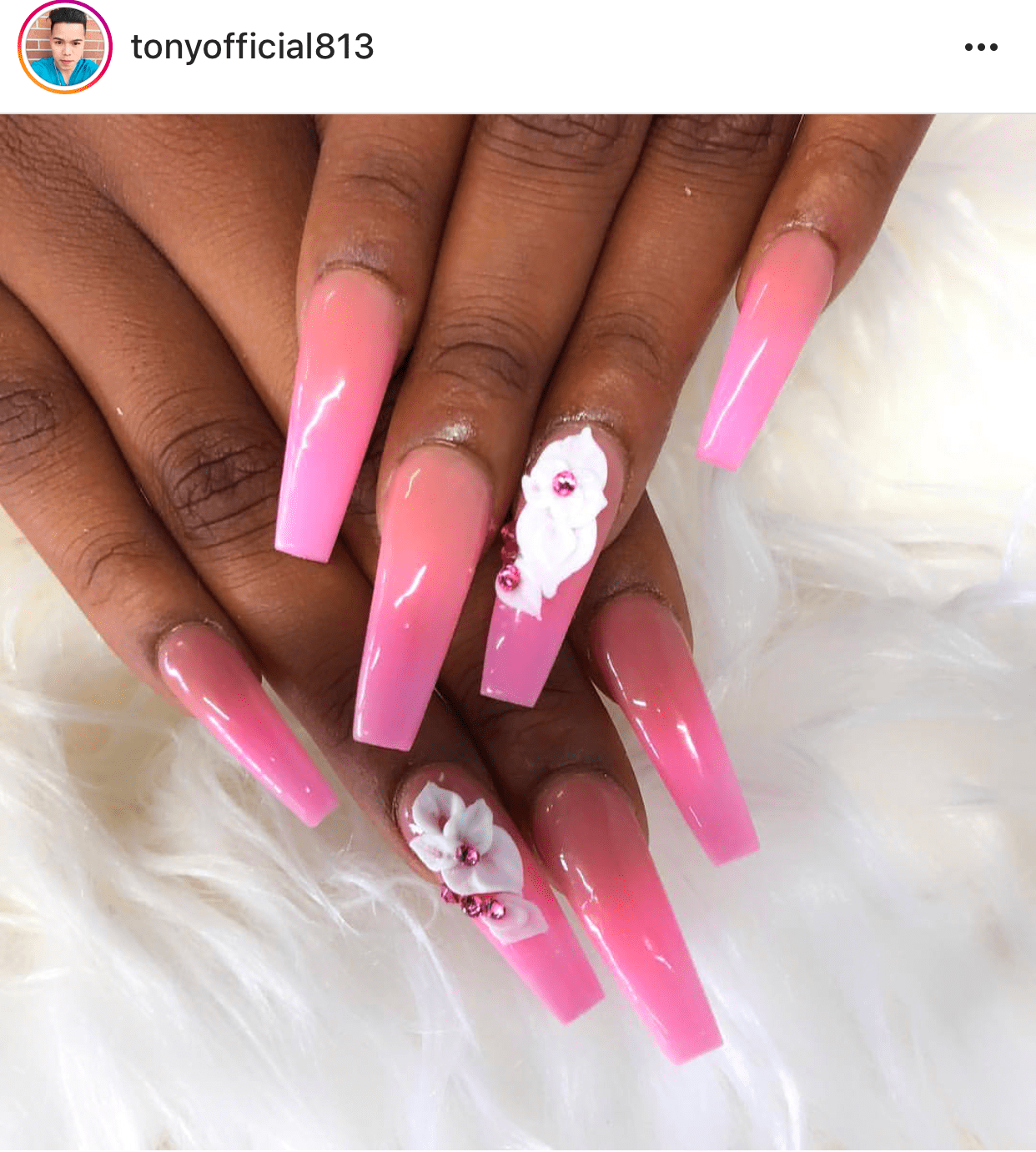 Pink Ombre Princess cut nail