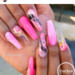 Pink ombre nail design art