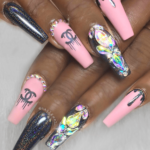 chanel nail design in pink