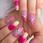 Fuschia nail art