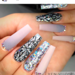 Long Coffin shaped acrylic nail design