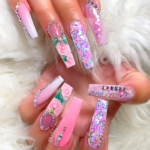 Pink Floral nail art