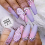 Ombre 3d nails pink and purple best nails