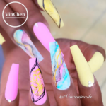 Colorful coffin shaped acrylic nails