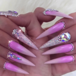 Pink Ombre Stiletto nail designs