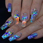 Holographic glitter and foil nail designs
