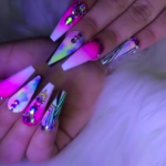 Colorful Coffin shaped Acrylic Nails