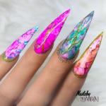 Colorful Marble Stiletto nail design