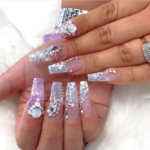 Glitter foil coffin nails ideas