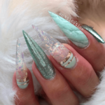 Mint Green Stiletto Acrylic nails