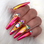 red chrome nails