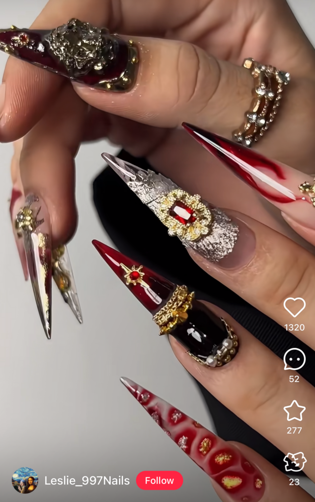 Blood red witchy nail designs