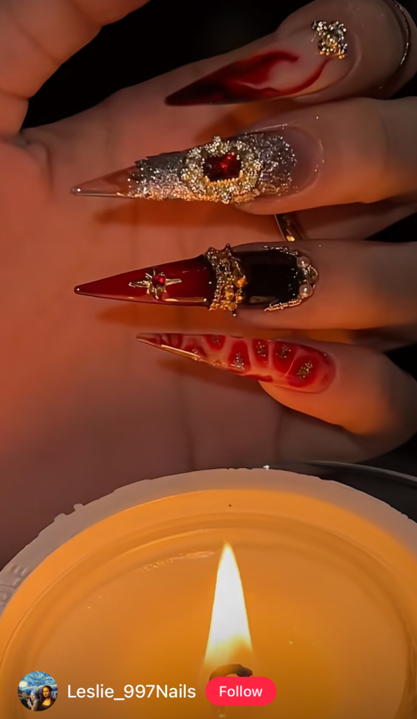 Blood red witchy nail designs
